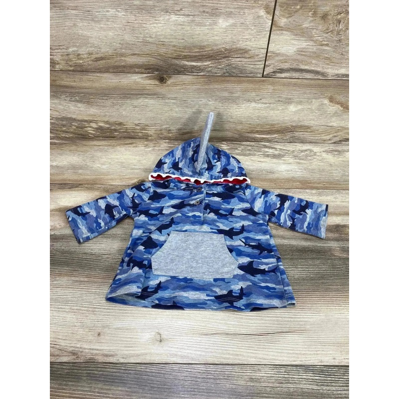 Mudpie Shark Hoodie Blue sz 12-18m