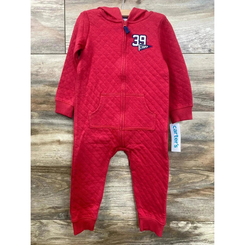 NEW Carter’s Sporty Double Knit Red Jumpsuit sz 24m