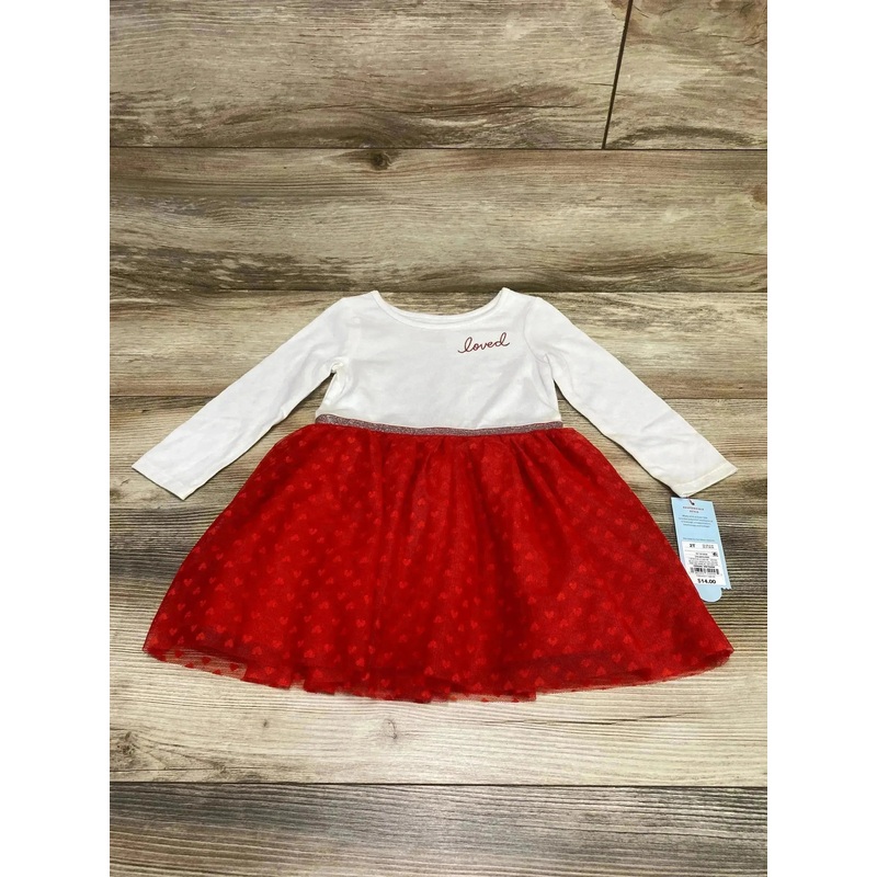 NEW Cat & Jack Loved Tulle Dress White/Red sz 2T