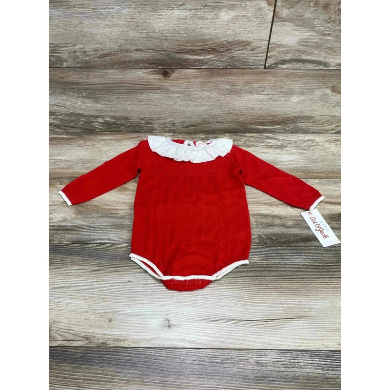 NEW Cat & Jack Ruffle Collar Romper Red sz 12m