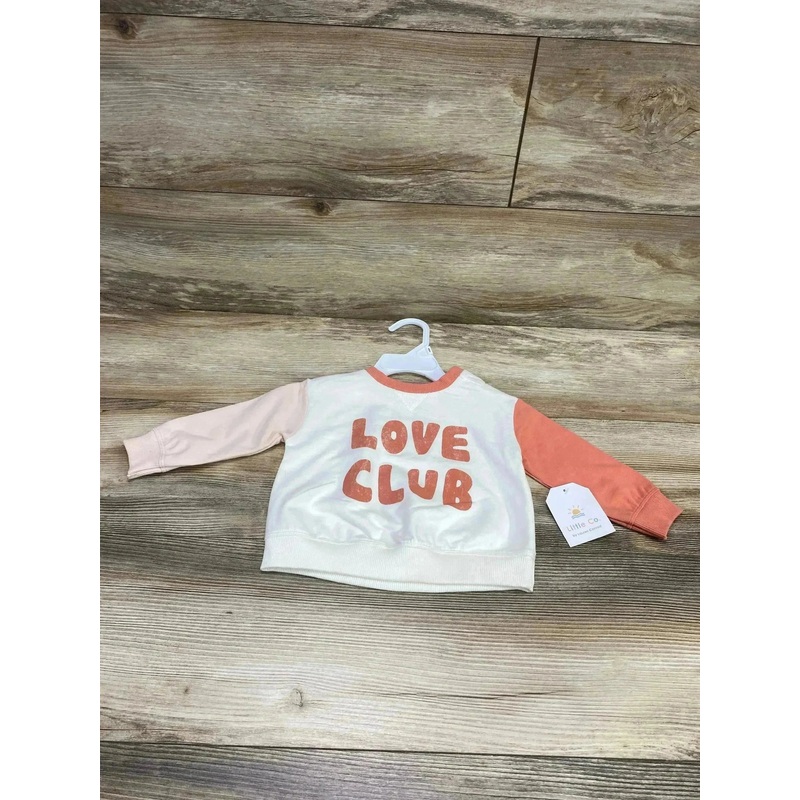 NEW Little Co. Love Club Sweatshirt White/Pink sz 6m