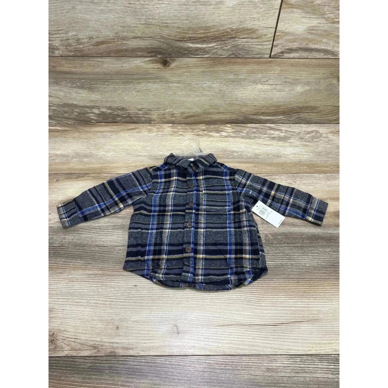 NEW Old Navy Plaid Flannel Shirt Grey sz 3-6m