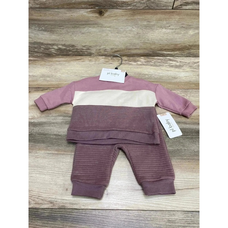 NEW PL Baby 2pc Color Block Sweatshirt & Pants Purple sz 3m