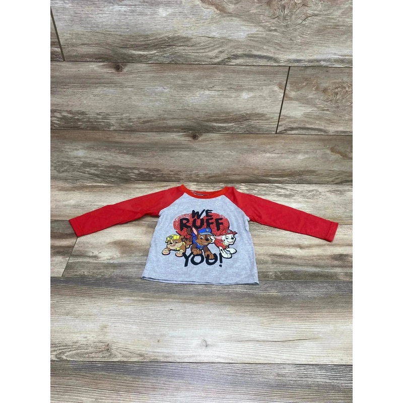 Nickelodeon We Ruff You Paw Patrol Shirt Red/Grey sz 2T