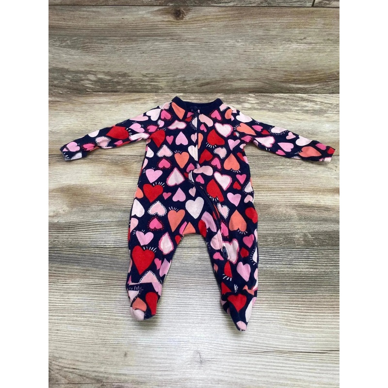 Old Navy Heart Print Sleeper Navy sz 0-3m