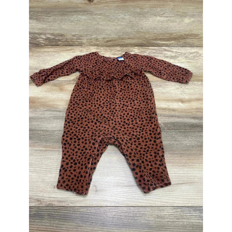 Old Navy Ruffle Trim Print Coverall Brown sz 3-6m