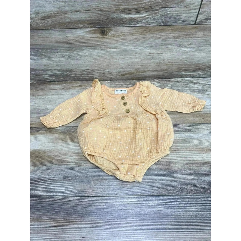Rabbit + Bear Muslin Ruffle Bubble Romper Yellow sz 3-6m