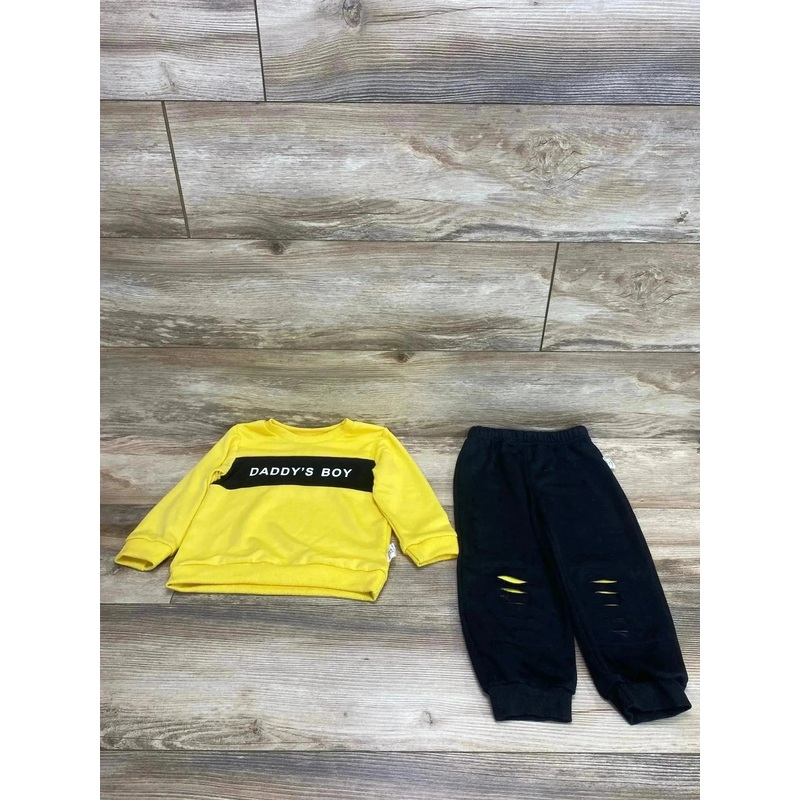 Shein 2pc Daddy’s Boy Sweatshirt & Joggers Yellow sz 2-3T
