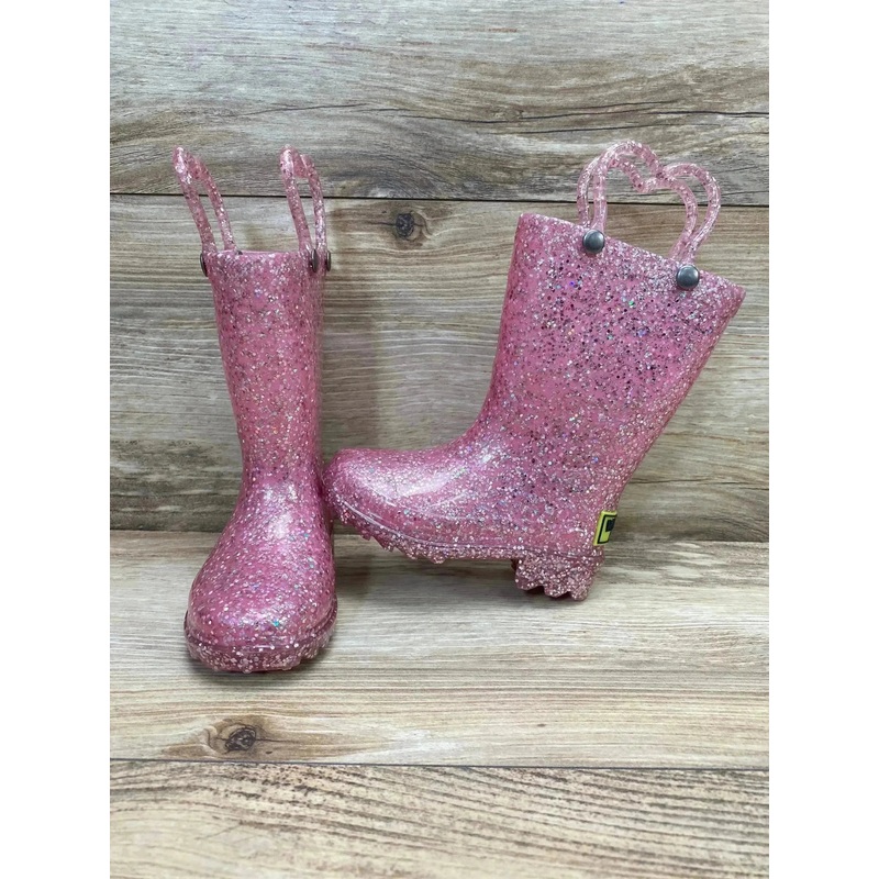 Western Chief Pink Glitter Light Up Rain Boots Sz 5c
