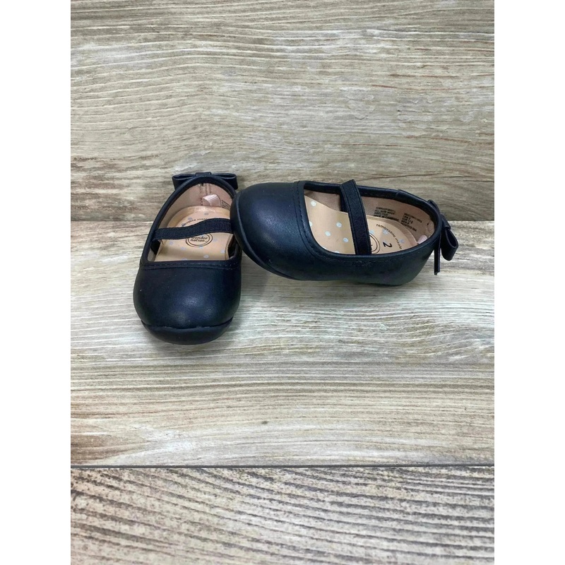 Wonder Nation Bow Ballet Flats Black Sz 2c