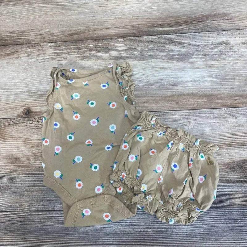 Baby Gap Organic Mix & Match Flutter Sleeve Bodysuit & Short Set sz 0-3m Tan 0-3m Used