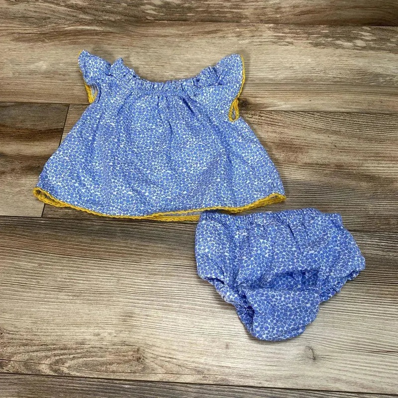 BabyGap 2pc Floral Top & Bloomers sz 3-6m Blue 3-6M Used