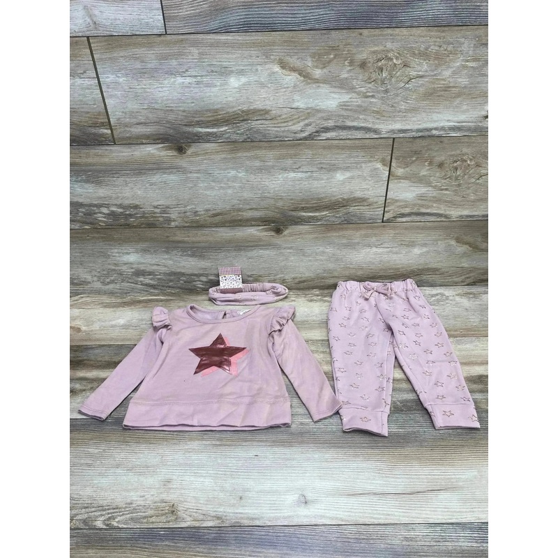 Btween 3pc Star Sweatshirt & Pants Set Pink sz 12m