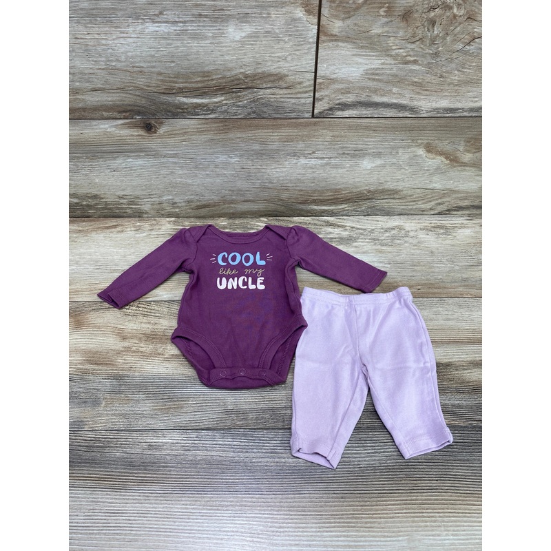 Carter’s 2pc Cool Like My Uncle Bodysuit & Pants Purple sz Newborn