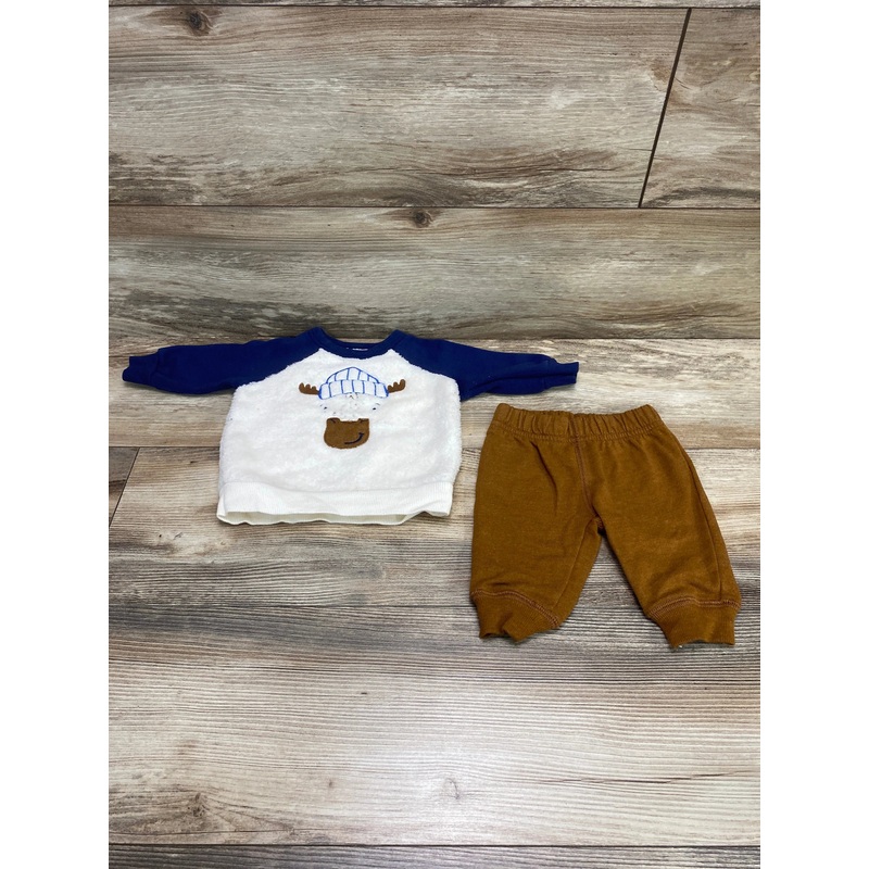 Carter’s 2pc Moose Sweatshirt & Joggers Blue sz 3m