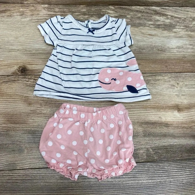 Carter’s 2Pc Striped Shirt & Shorts sz NB White NB Used