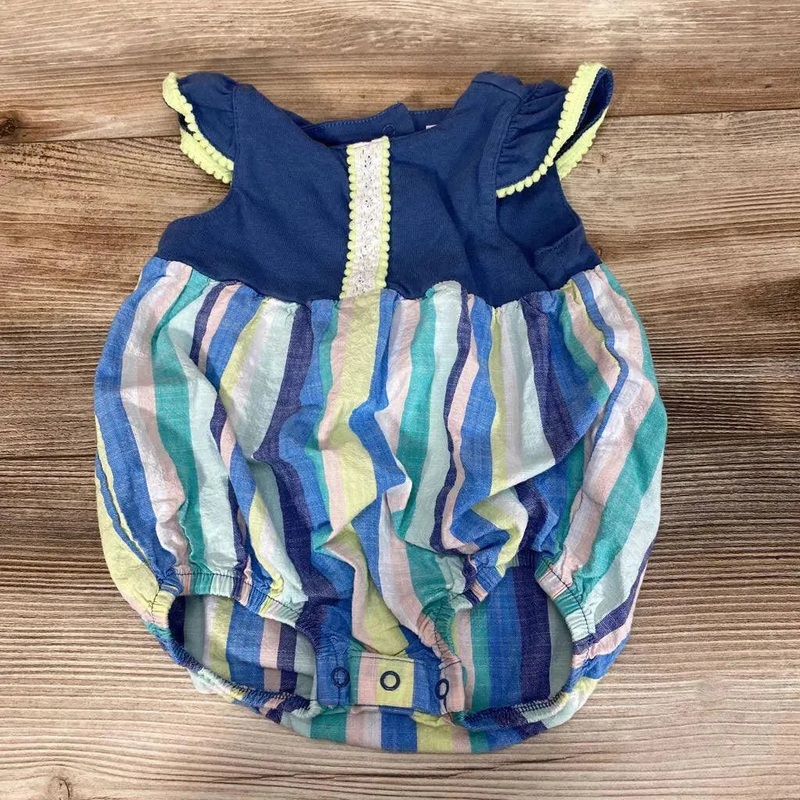 Cat & Jack Striped Bubble Romper sz 6-9m Blue 6-9m Used