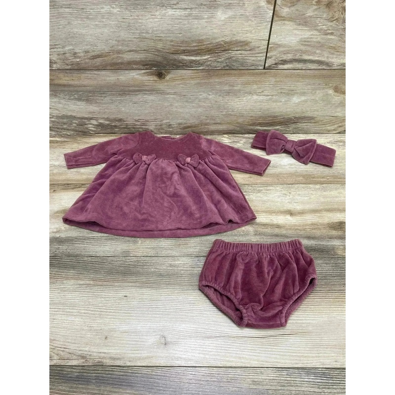 Chick Pea 3pc Velour Dress Pink sz 0-3m
