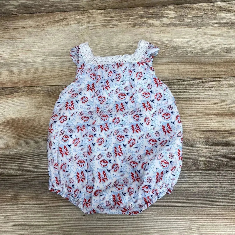 Janie & Jack Floral Crochet Trim Romper sz 3-6m White 3-6m Used