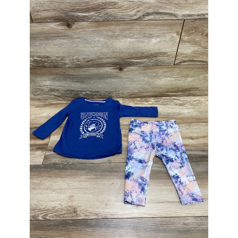 Jumping Beans 2pc Active Unicorn University Shirt & Leggings Blue sz 12m