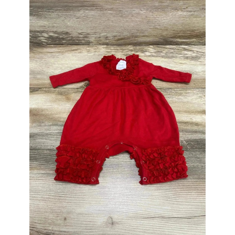 Lemon Loves Layette Ruffle Romper Red sz 0-3m