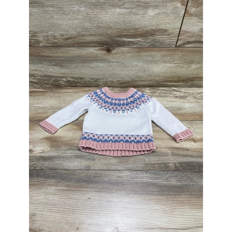 Little Planet Fair Isle Knit Sweater White sz 9m