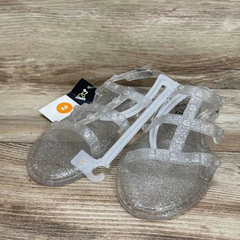 NEW Art Class Girls’ Larkin Glitter Slide Sandals sz 2Y Clear 2Y New