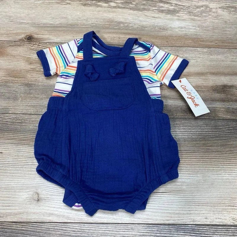 NEW Cat & Jack 2pc Striped Bodysuit & Romper sz 3-6m Navy 3-6m New