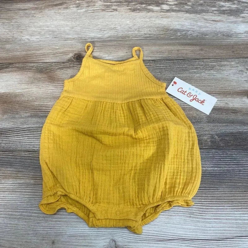 NEW Cat & Jack Muslin Romper sz 0-3m Yellow 0-3m New