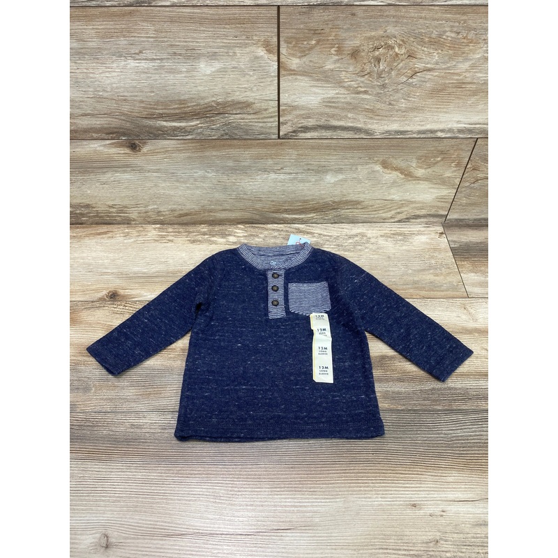 NEW Cat & Jack Pocket Henley Shirt Blue sz 12m