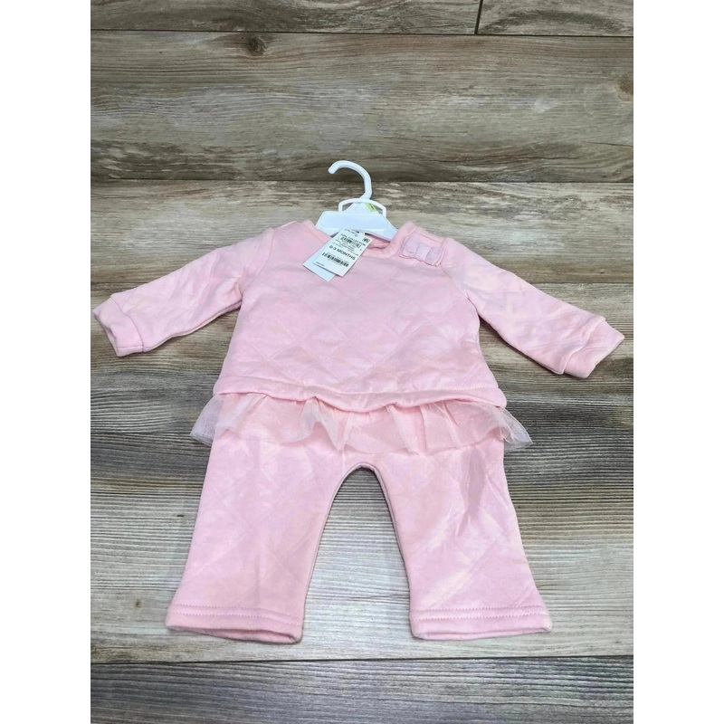 NEW First Impressions 2pc Quilted Sweatshirt & Pants Set Pink sz 0-3m