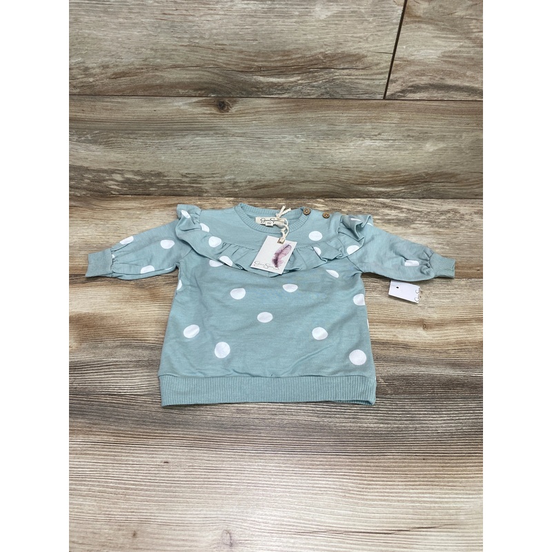 NEW Jessica Simpson Polka Dot Sweatshirt Dress & Bloomers Green sz 3-6m