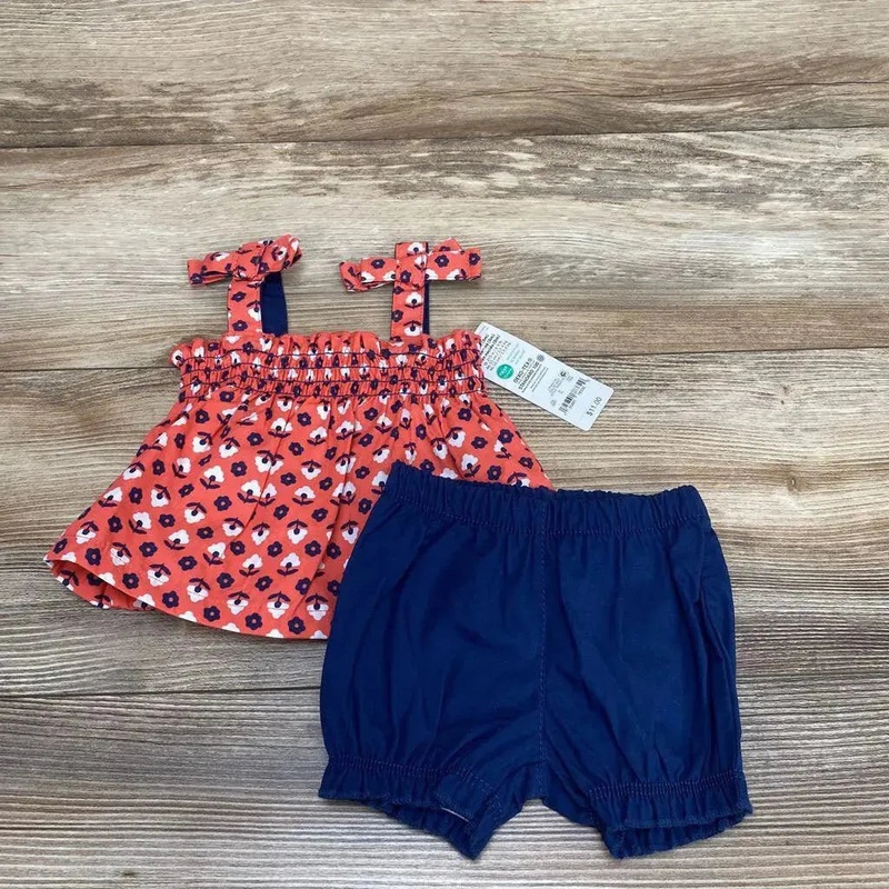 NEW Just One You 2pc Floral Smocked Top & Shorts sz NB Red NB New