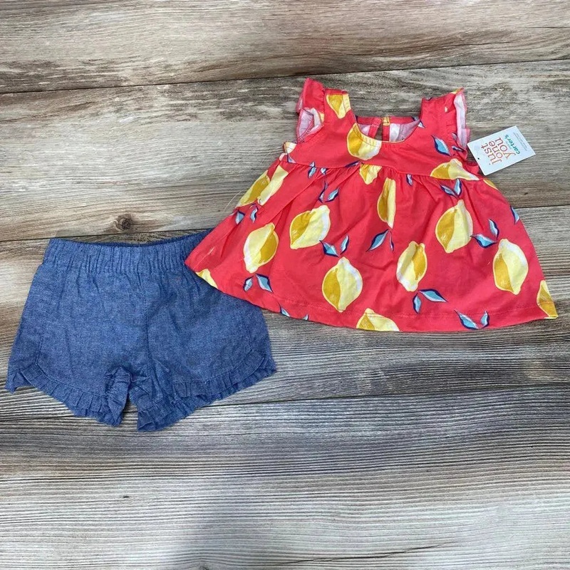 NEW Just One You 2pc Lemon Top & Chambray Shorts sz 3m Pink 3m New