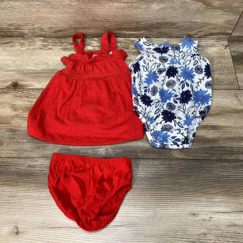 NEW Just One You 3pc Floral Romper Set sz 3m Red 3m New