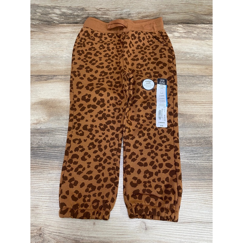 NEW Okie Dokie Brown Leopard Print Jogger Pant sz 24m