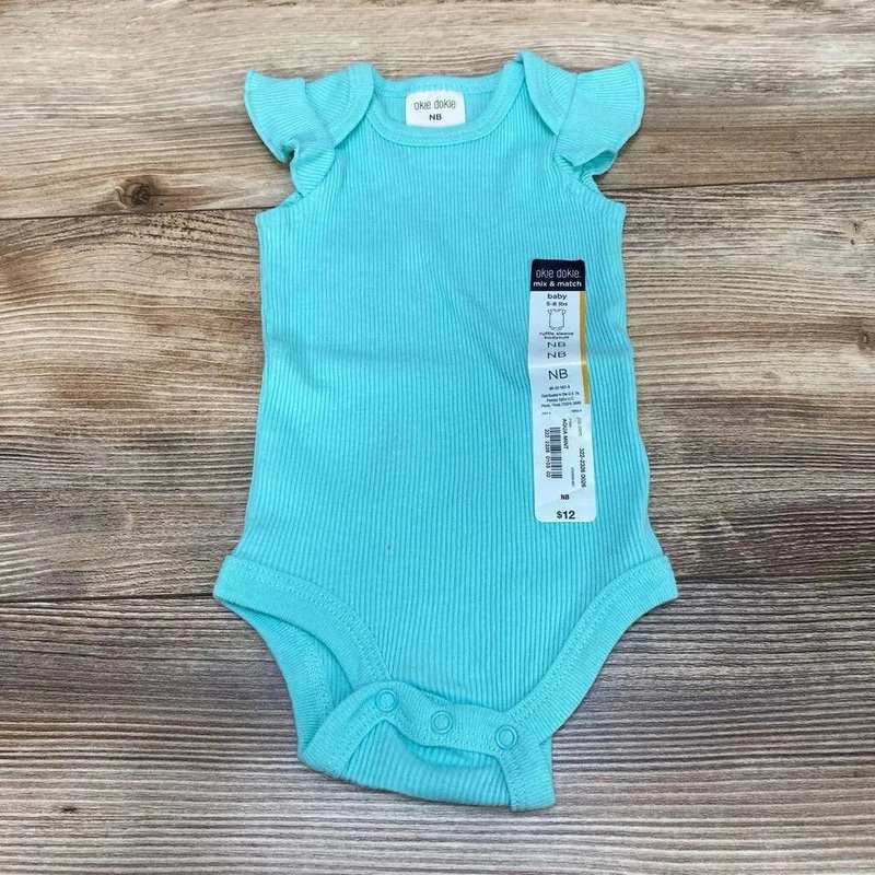 NEW Okie Dokie Ruffle Sleeve Bodysuit sz NB Aqua Mint NB New
