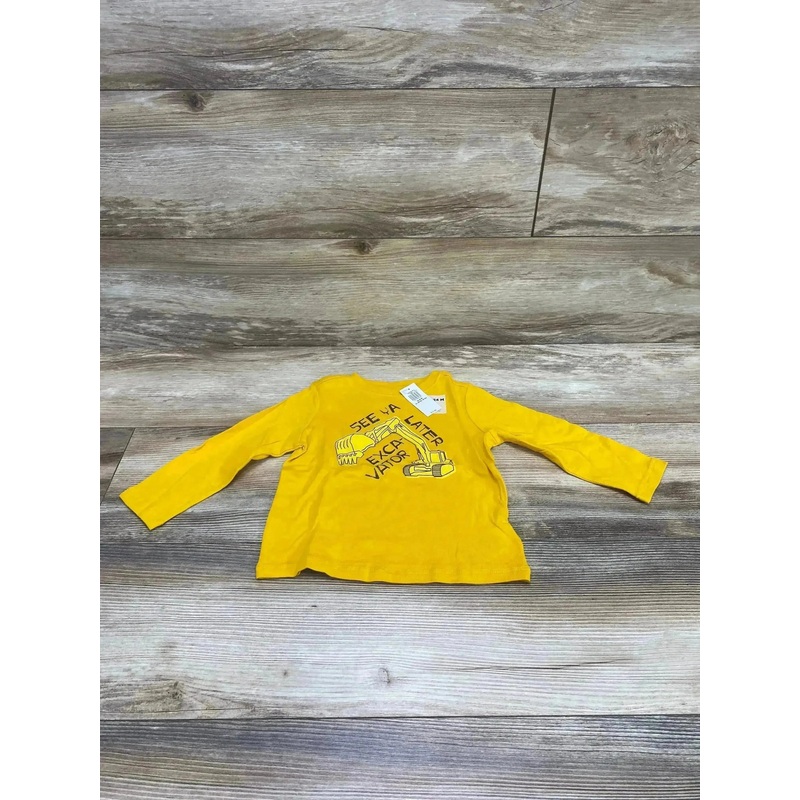 NEW Old Navy Yellow Excavator Print Shirt sz 18-24m