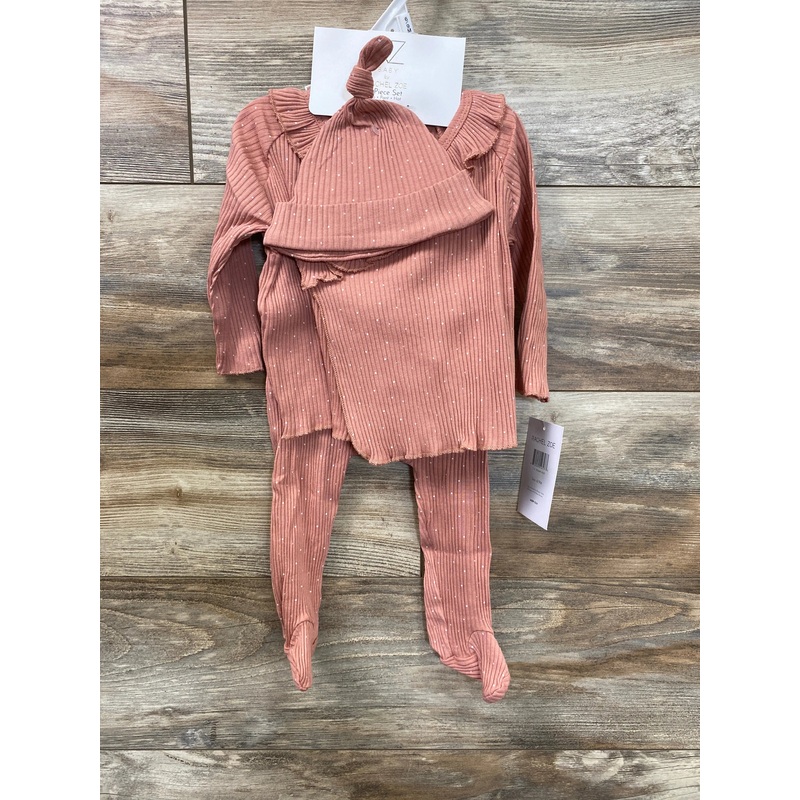 NEW RZ by Rachel Zoe 3pc Ribbed Kimono Top Set Pink sz 6-9m