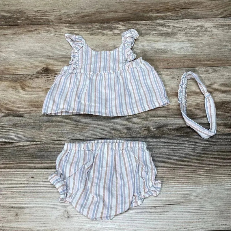 Carter’s 3pc Striped Top & Bloomers Set sz 3m White 3m Used