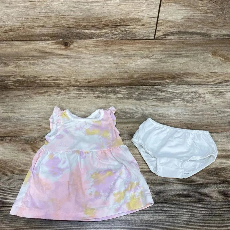 Cat & Jack 2pc Tie-Dye Dress & Bloomers sz 0-3M Pink 0-3M Used