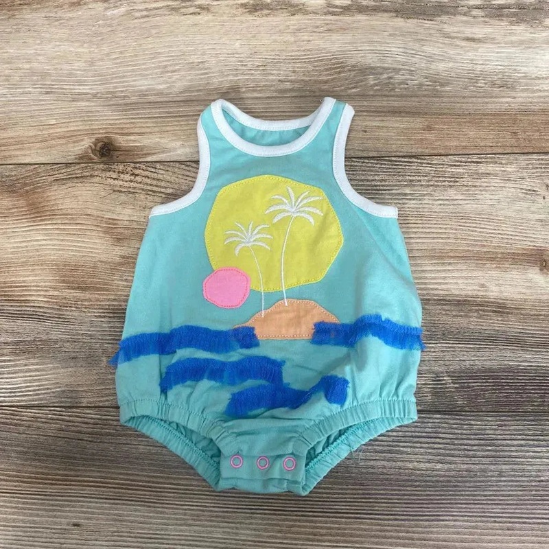 Cat & Jack Beach Applique Romper sz NB Blue NB Used