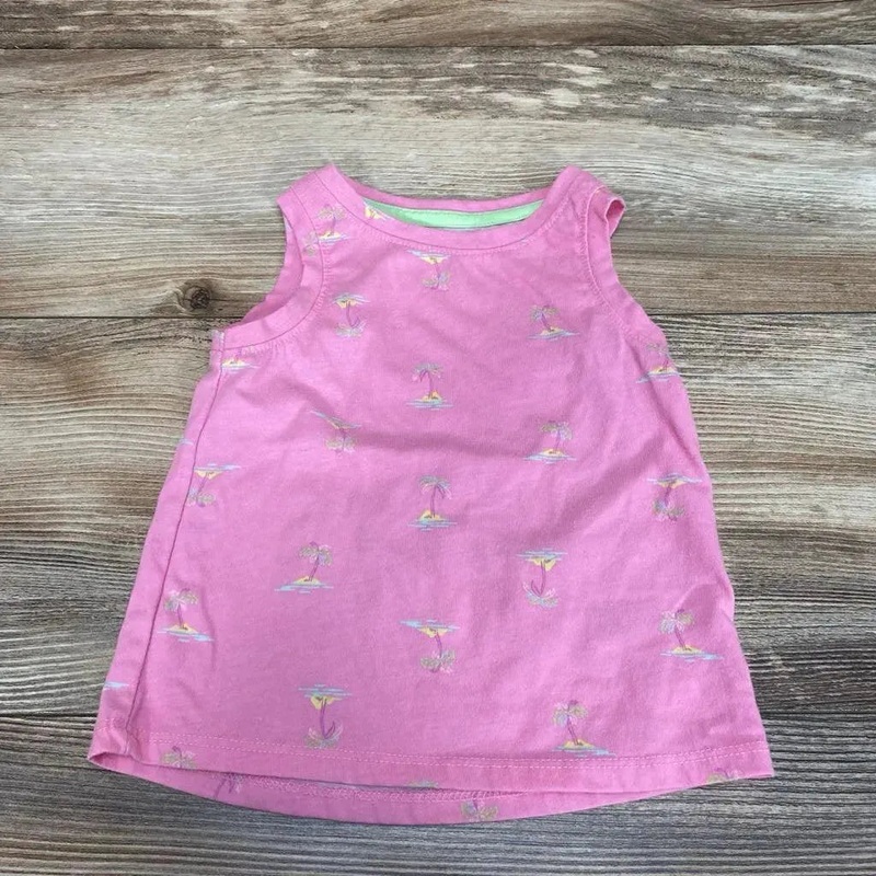 Cat & Jack Palm Tree Tank Top sz 12m Pink 12m Used