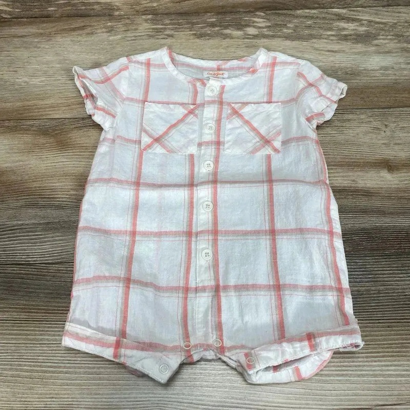 Cat & Jack Plaid Shortie Romper sz 3-6m White 3-6m Used