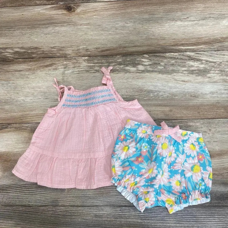 Catherine Malandrino 2Pc Smocked Top & Shorts sz 0-3M Pink 0-3M Used
