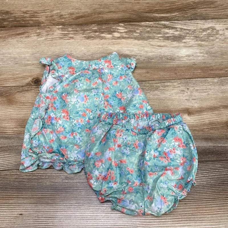 Janie & Jack 2pc Floral Set sz 6-12m Green 6-12m Used