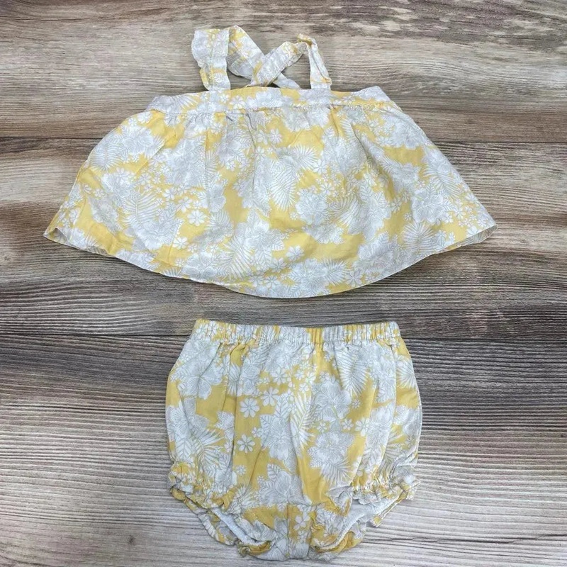 Janie & Jack 2pc Floral Top & Bottoms Set sz 0-3m Yellow 0-3m Used