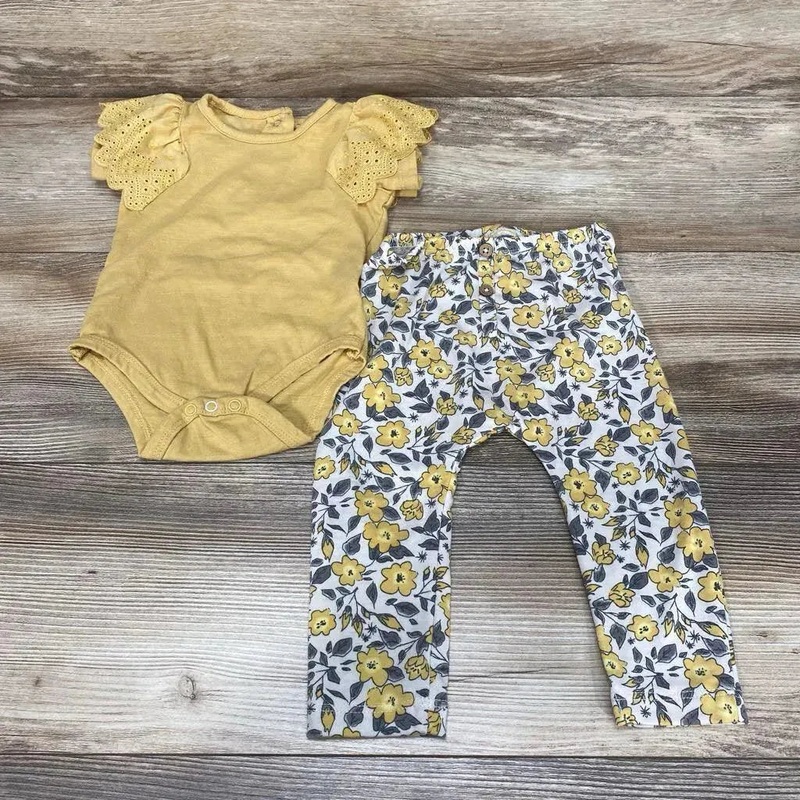 Jessica Simpson 2Pc Bodysuit & Pants Set sz 12m Yellow 12m Used