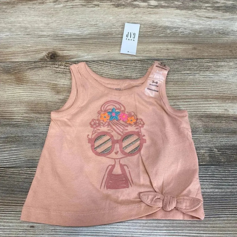 NEW Baby Gap Front-Tie Embroidered Tank Top sz 3-6m Pink 3-6m New