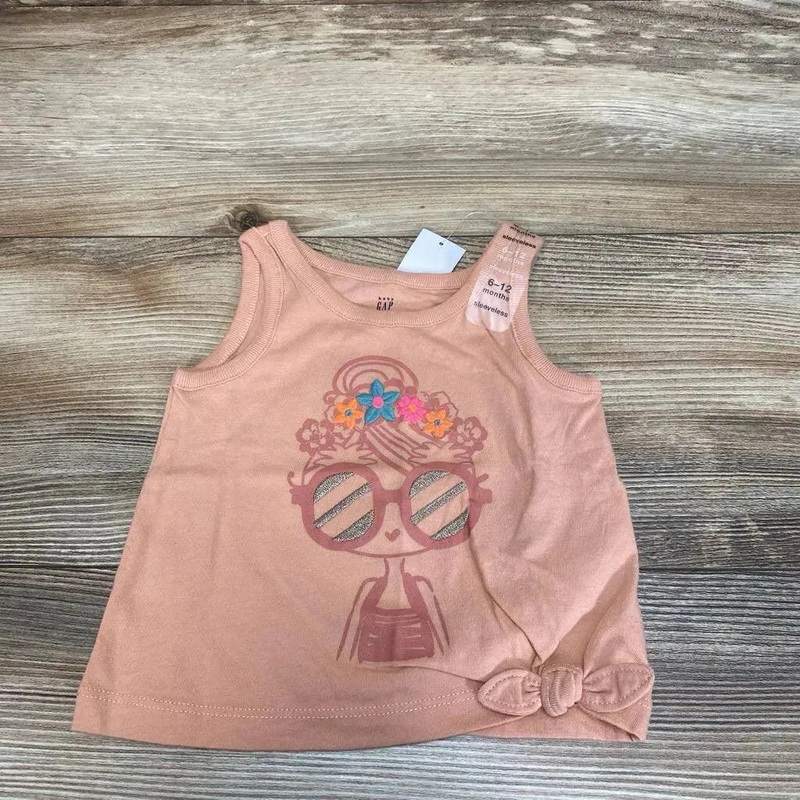 NEW Baby Gap Front-Tie Embroidered Tank Top sz 6-12m Pink 6-12m New